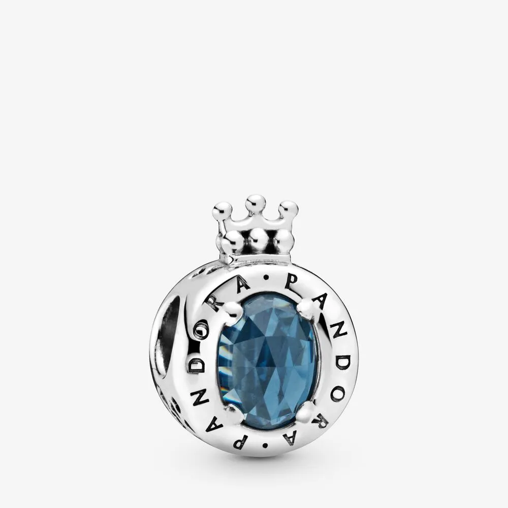 Pandora Blue Sparkling Crown O charm - 798266NMB