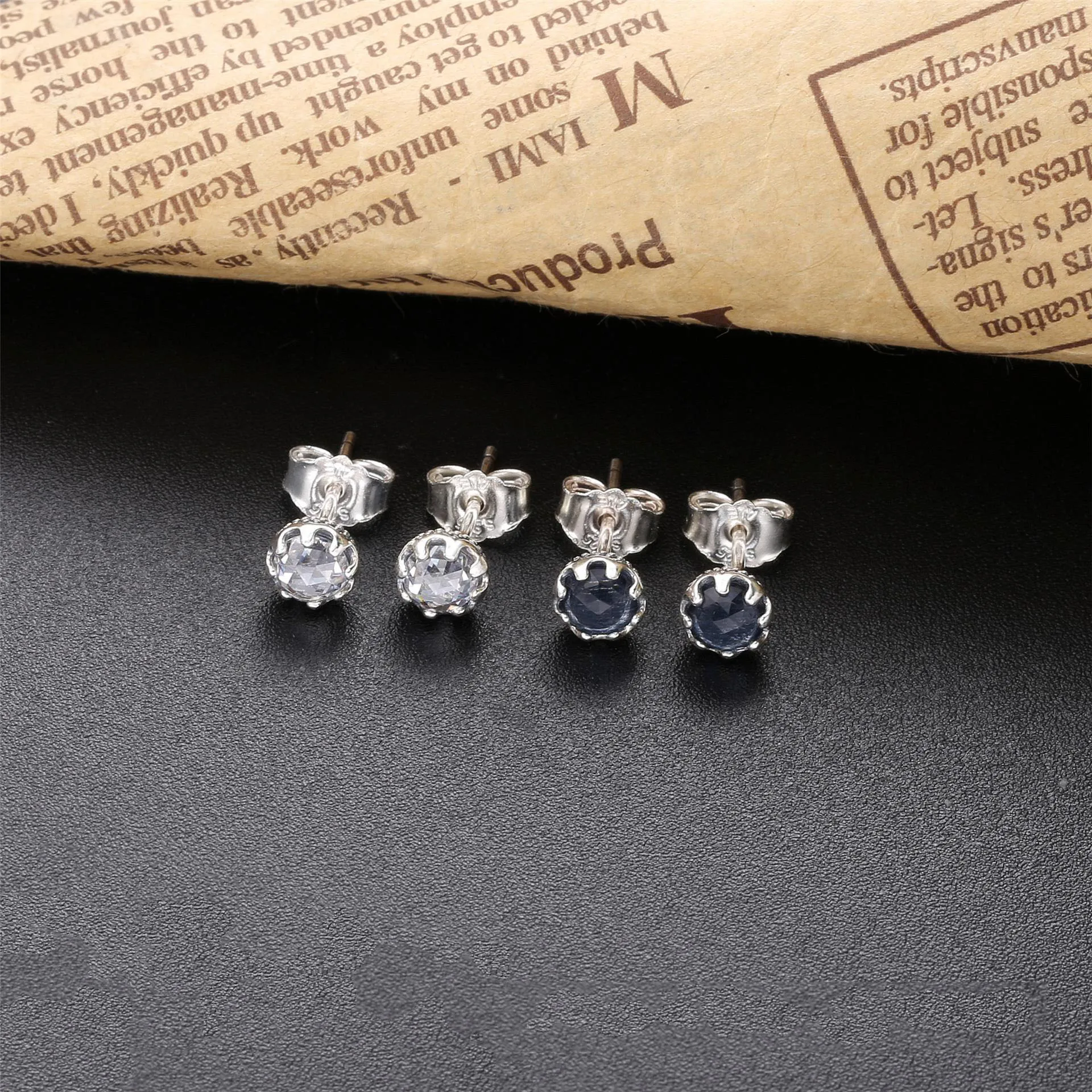 Pandora Blue Sparkling Crown Stud Earrings - 298311NMB