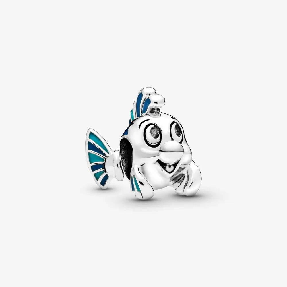 pandora disney flounder sterling silver charm with blue enamel 798230enmx