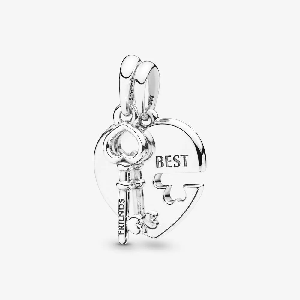 Pandora Heart and key split silver pendant - 398130