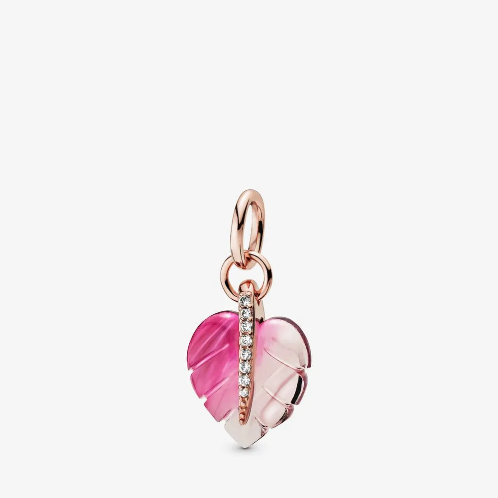 Pandora Pink Murano Glass Leaf anheng - 388258PMU