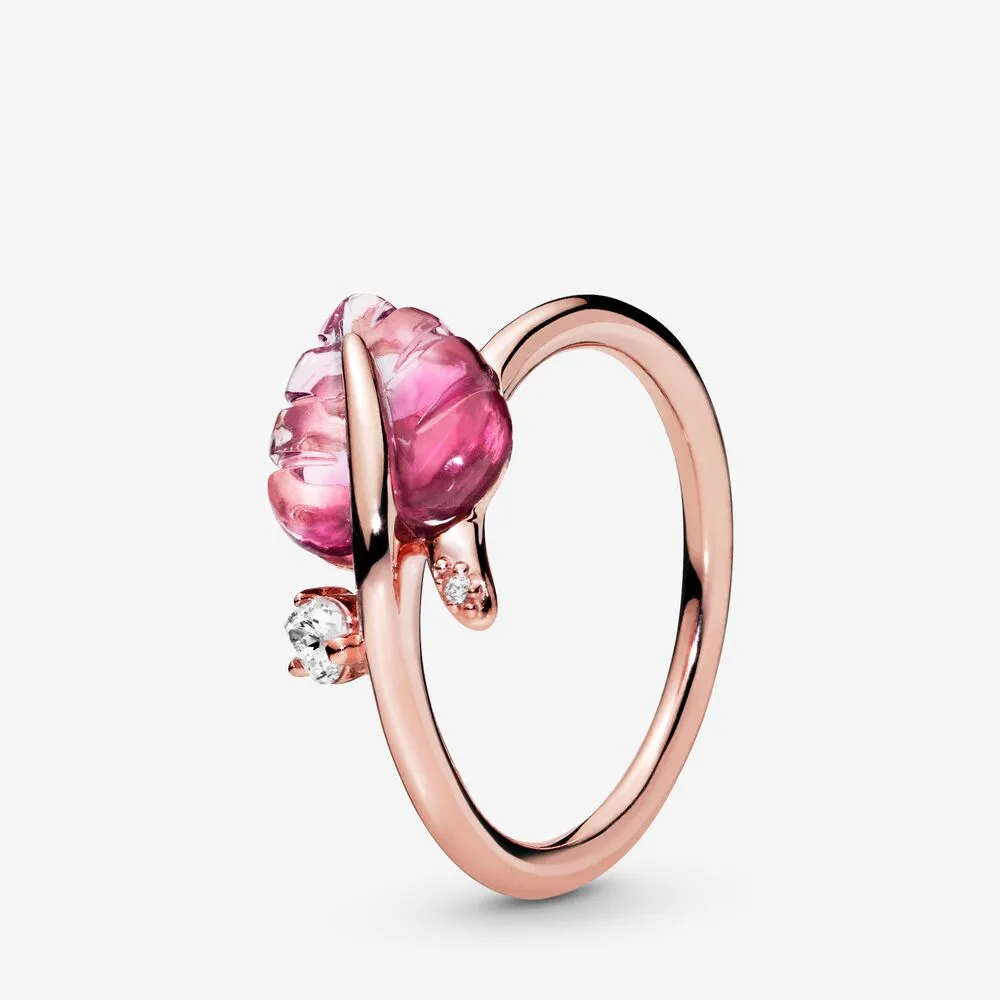 Pandora Pink Murano Glass Leaf ring - 188319PMU