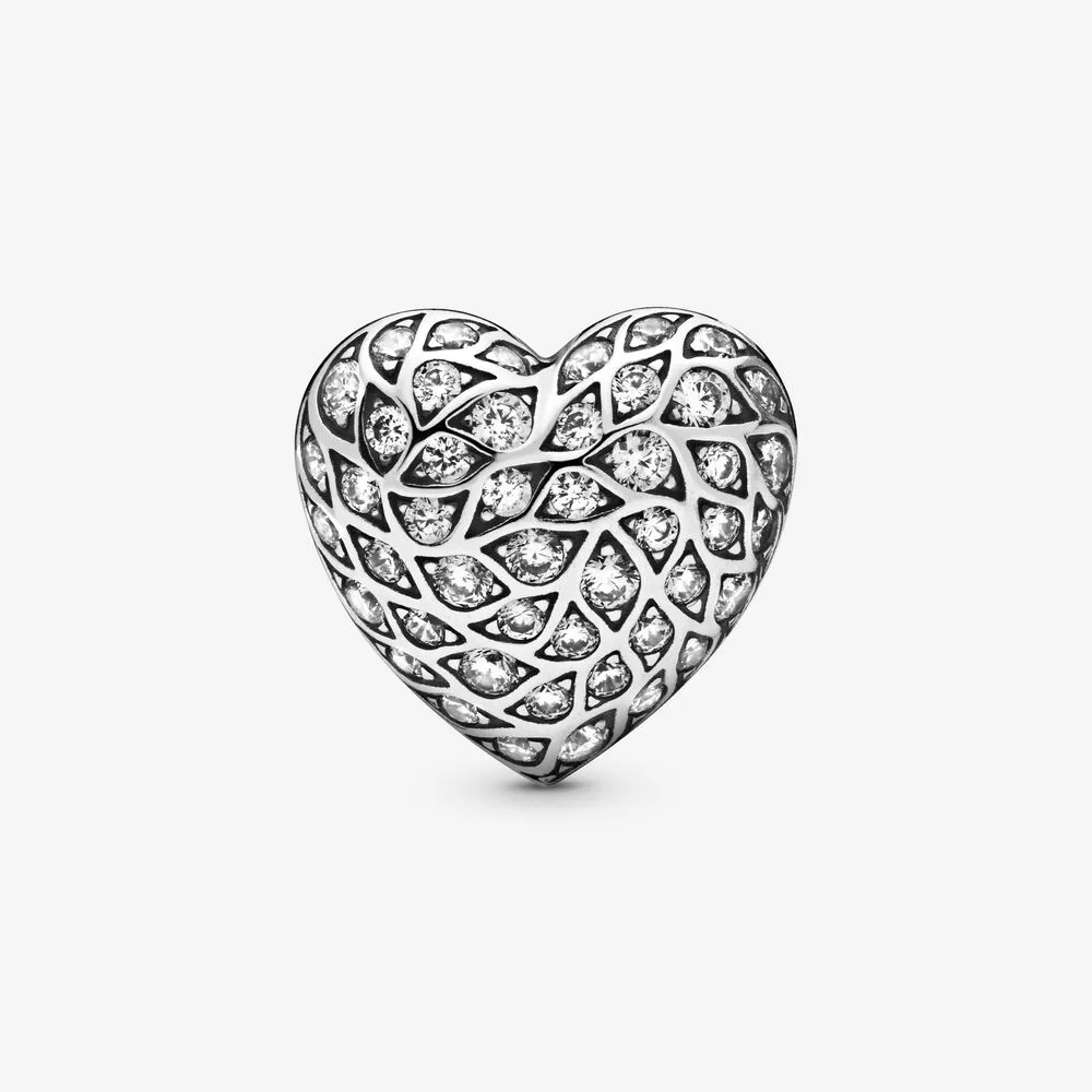 pandora sparkling pattern heart single stud øredobber 298568c01