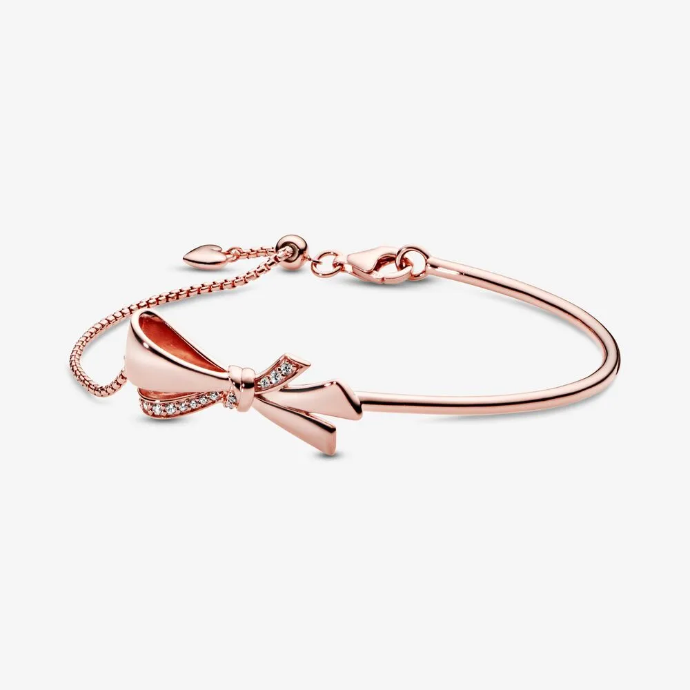 sløyfe pandora rose armbånd med klare cubic zirconia 587242cz