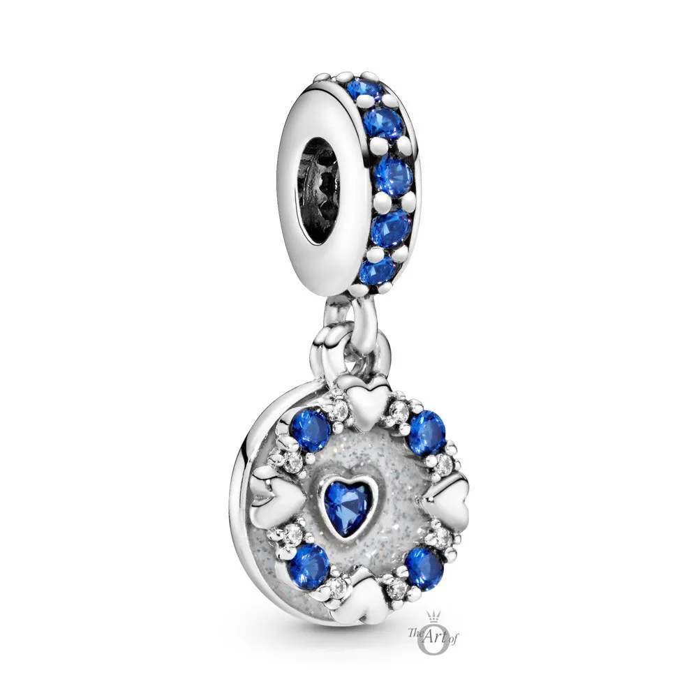 pandora blue sparkling hearts hengende charm 798472c01