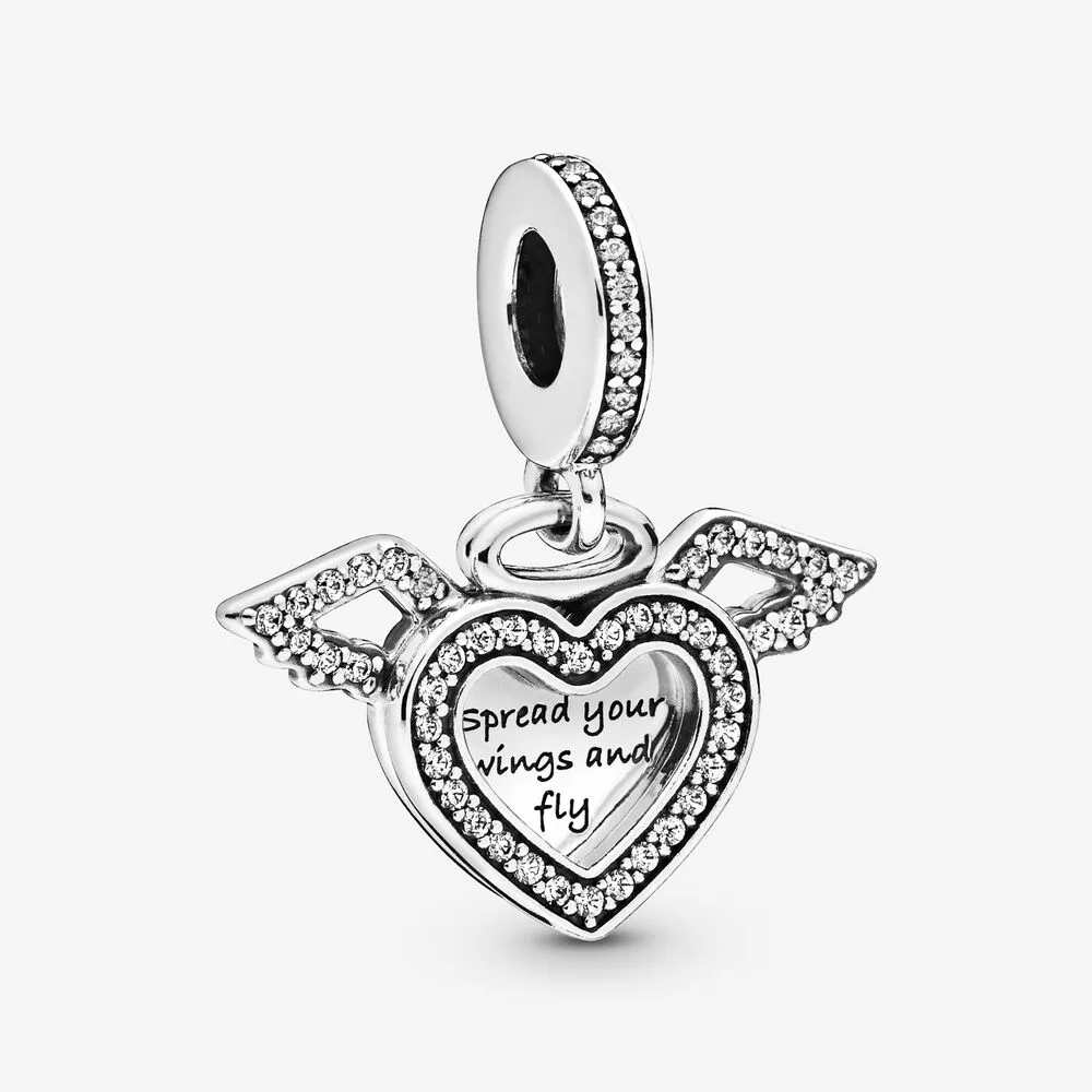 Pandora Heart & Angel Wings hengende charm - 798485C01