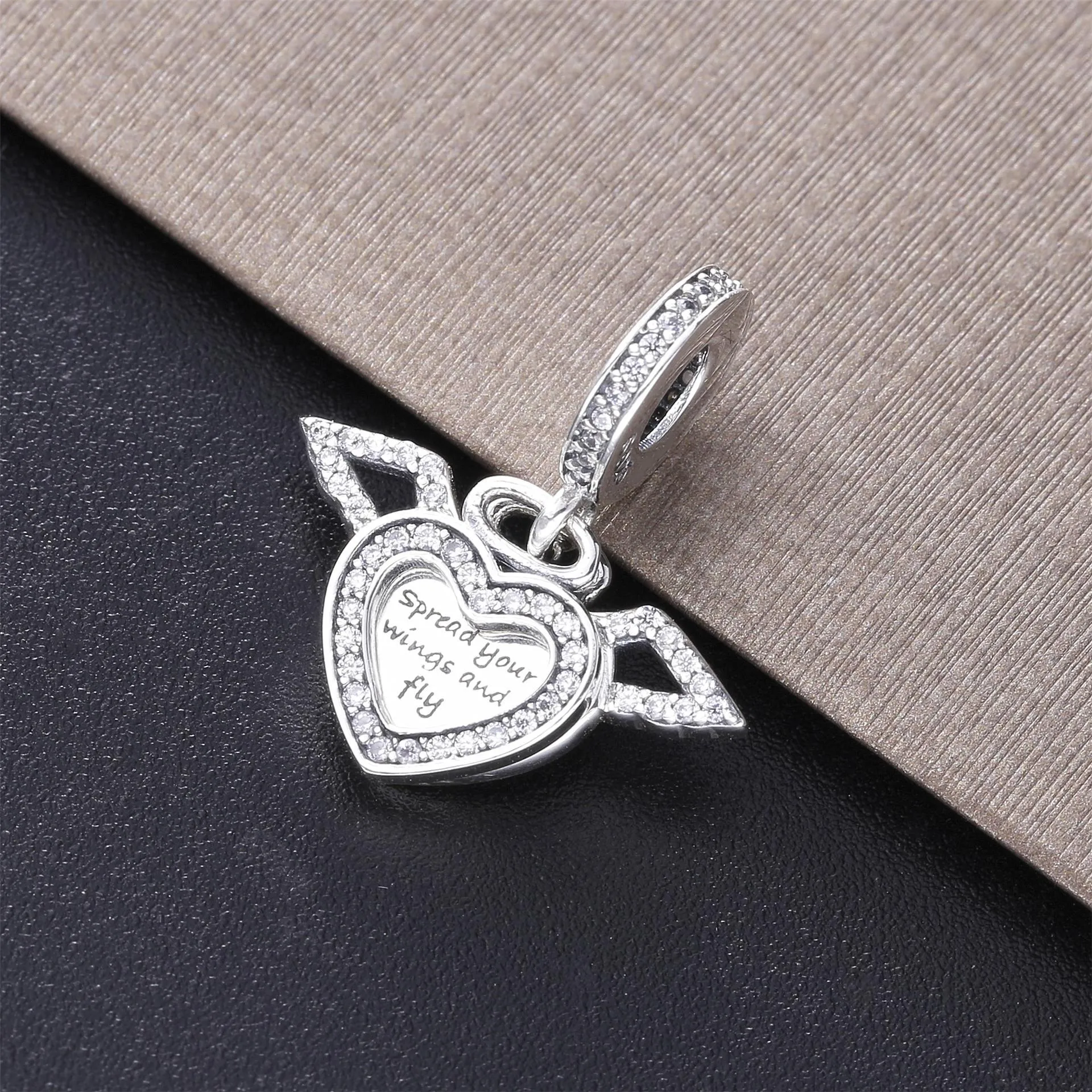 Pandora Pavé Heart & Angel Wings halskjede - 398505C01-45