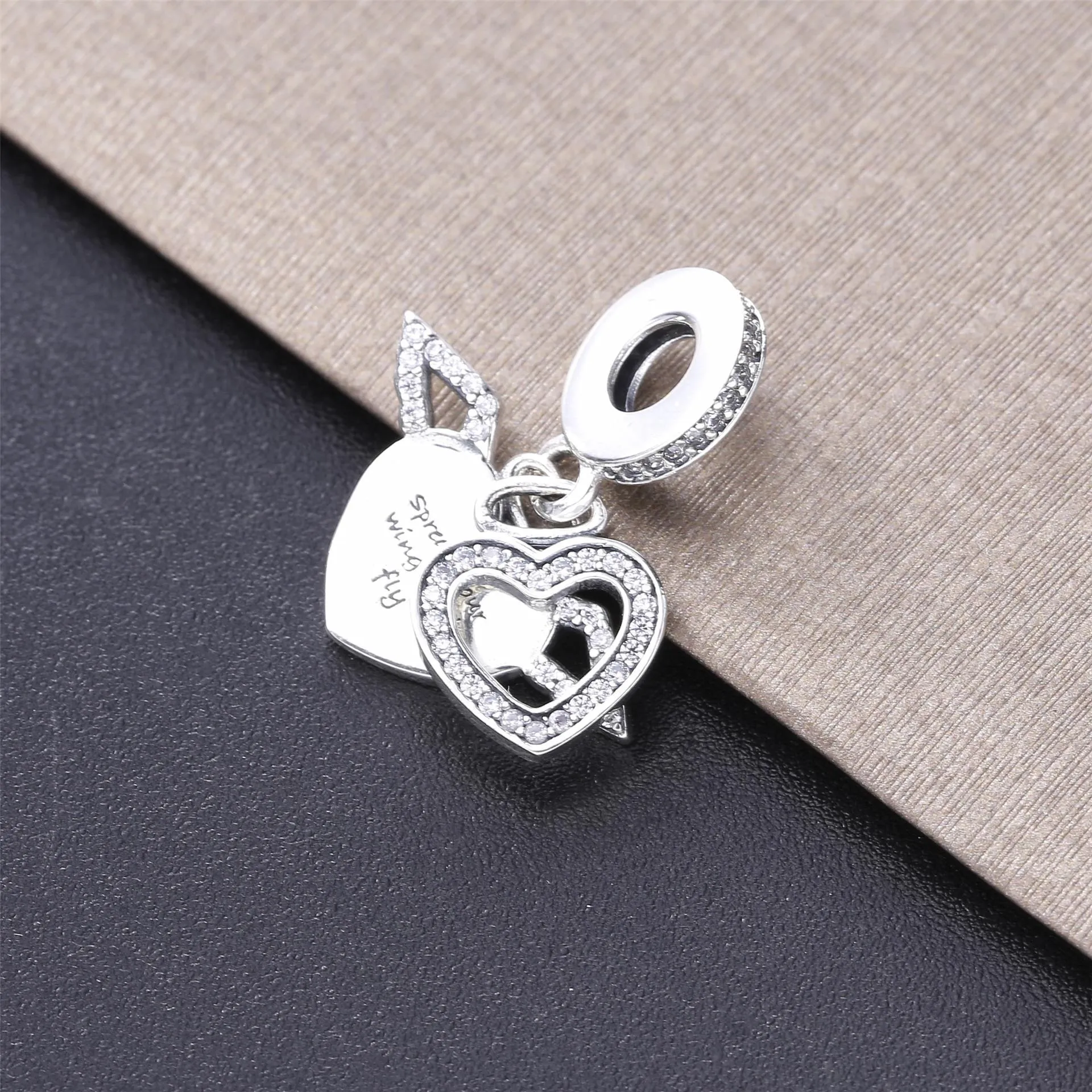 Pandora Pavé Heart & Angel Wings halskjede - 398505C01-45