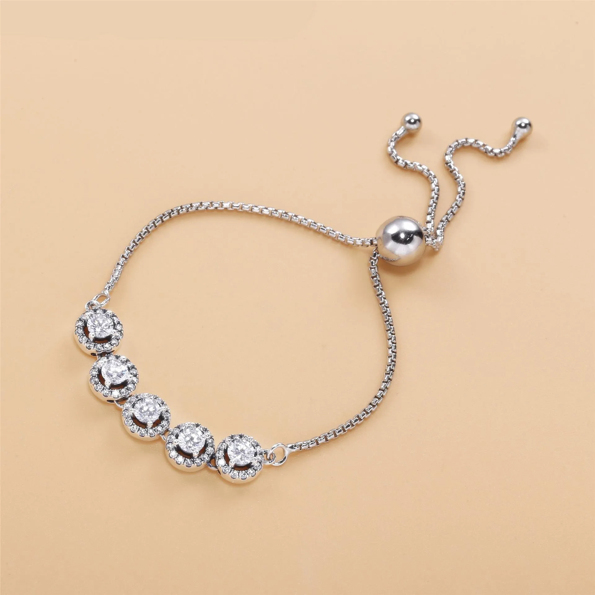 Pandora Round Sparkle Slider armbånd - 598510C01