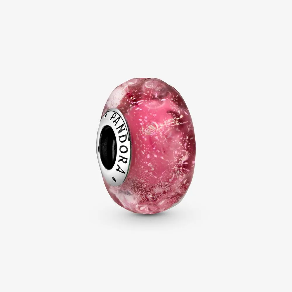 PANDORA Wavy Fancy Pink Murano Glass Charm - 798872C00