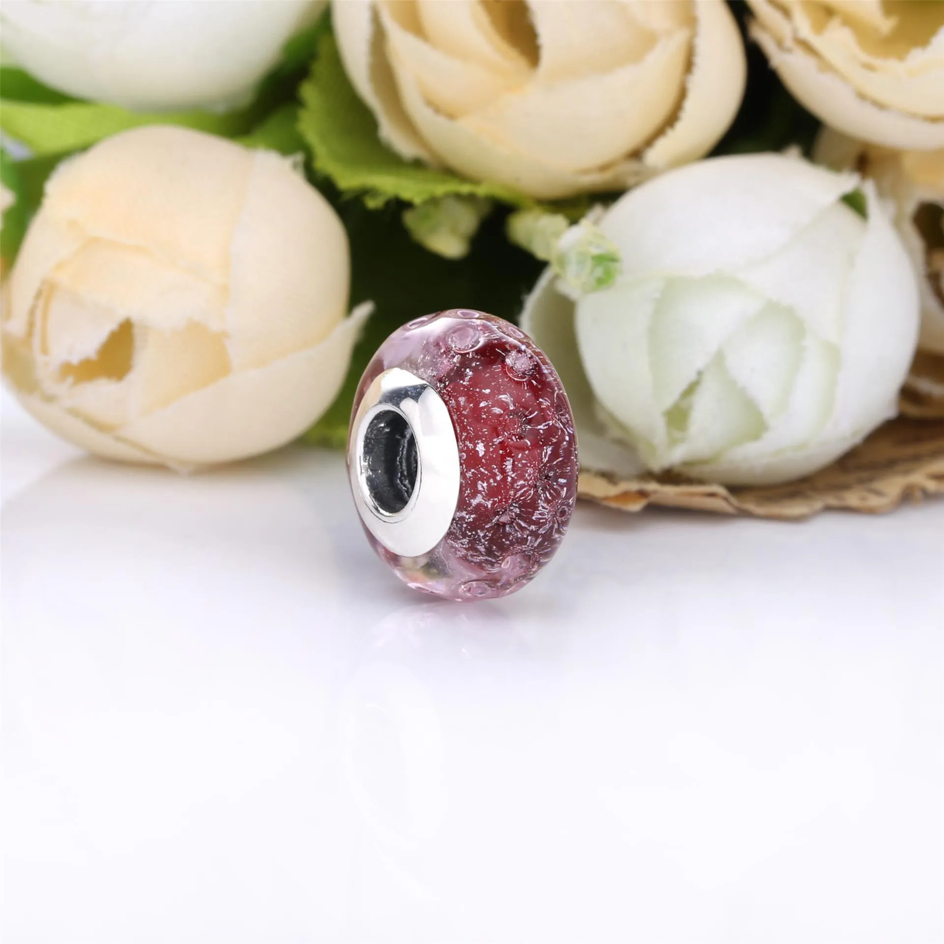 Pandora Bølget Fancy Rosa Muranoglass Charm - 798872C00