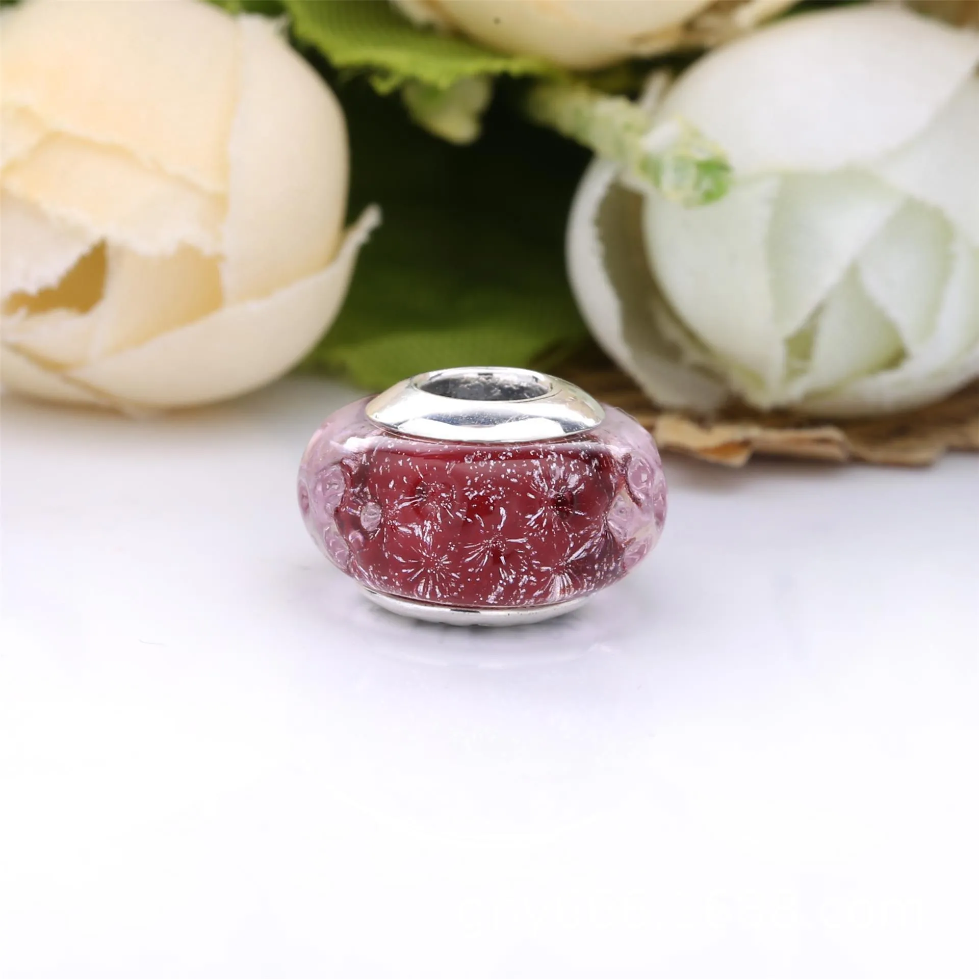 Pandora Bølget Fancy Rosa Muranoglass Charm - 798872C00