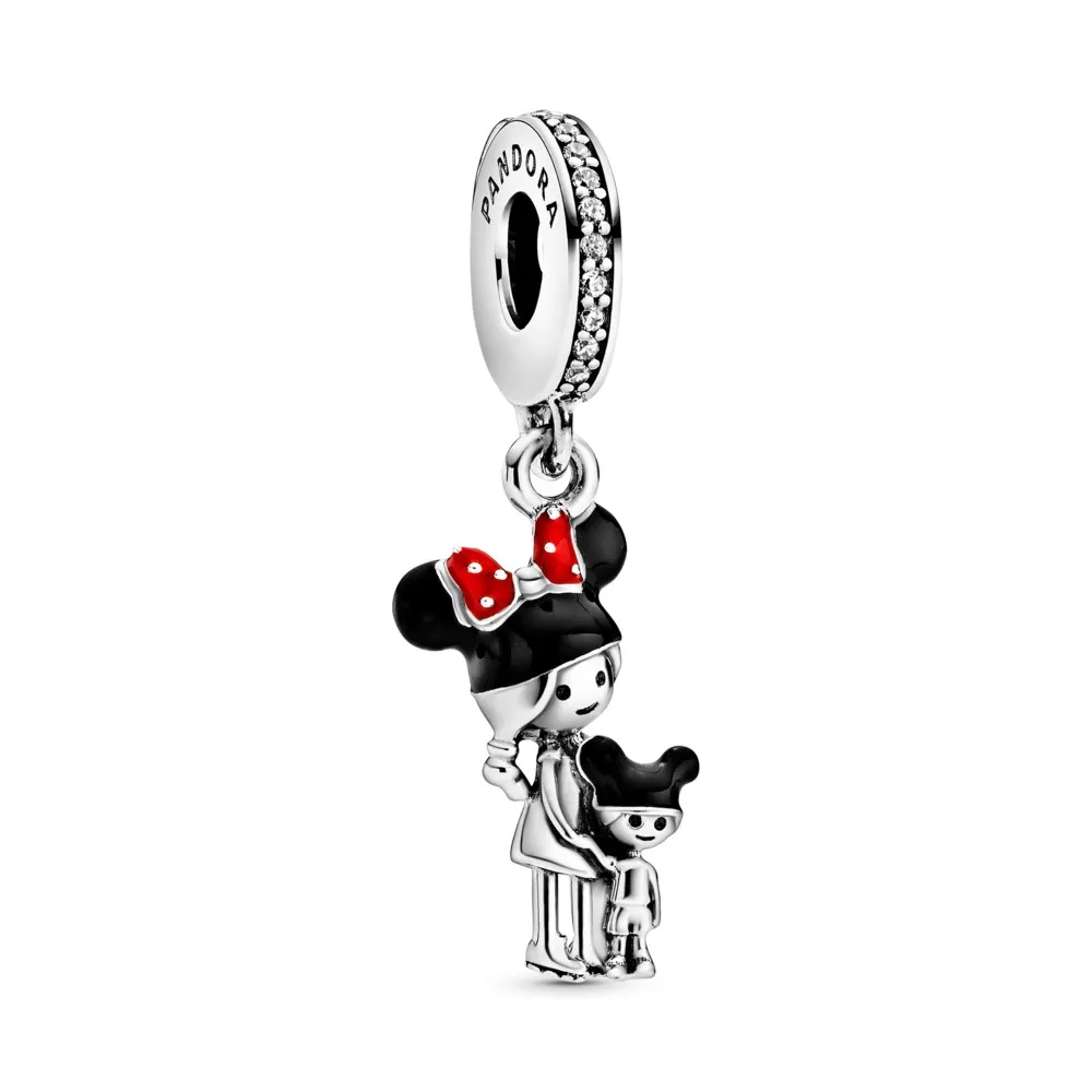 PANDORA Disney mum and child sterling silver dangle with clear cubic zirconia, black and red enamel - 798805C01