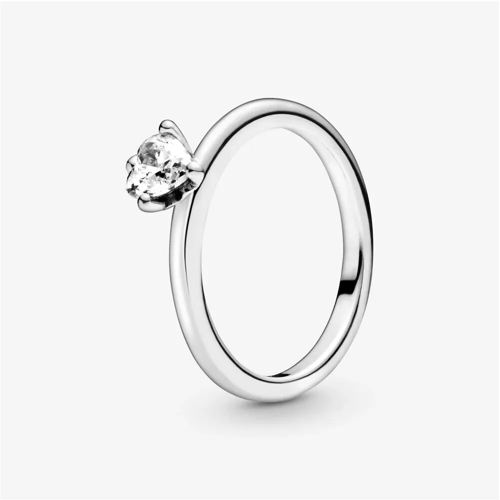 Pandora Klart hjerte Solitaire Ring - 198691C01