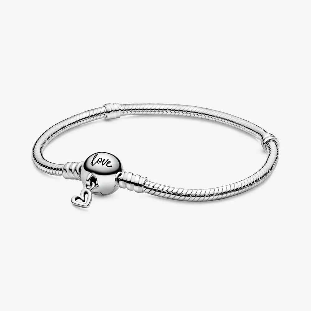 Pandora Moments Freehand Heart Clasp Snake Chain Bracelet - 598698C00