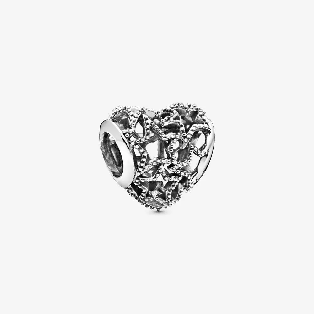 Pandora Openwork Heart & Beaded Stars charm - 798462C00