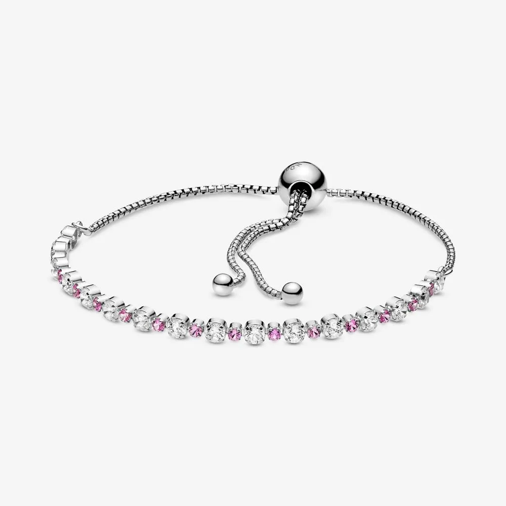 Pandora Rosa og Klar Funklende Skyvearmbånd - 598517C02