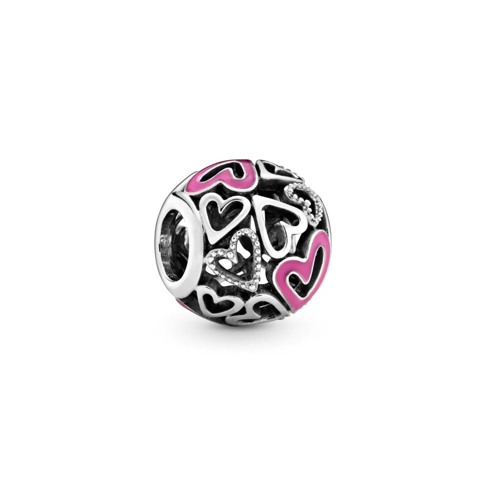 Pandora Rosa Åpen Frihånd Hjerteformet Charm - 798677C01