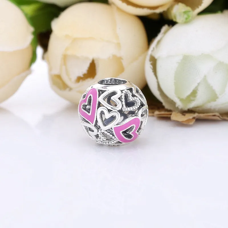 Pandora Rosa Åpen Frihånd Hjerteformet Charm - 798677C01