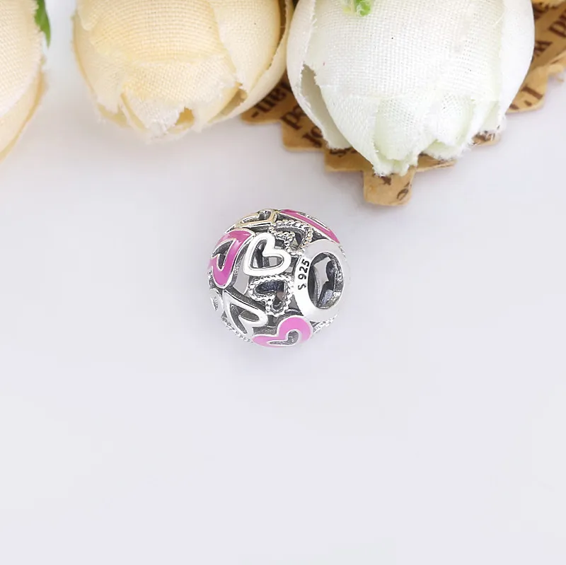 Pandora Rosa Åpen Frihånd Hjerteformet Charm - 798677C01