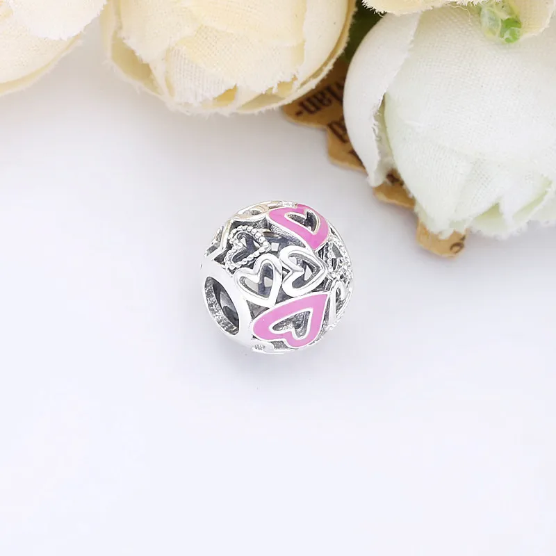 Pandora Rosa Åpen Frihånd Hjerteformet Charm - 798677C01