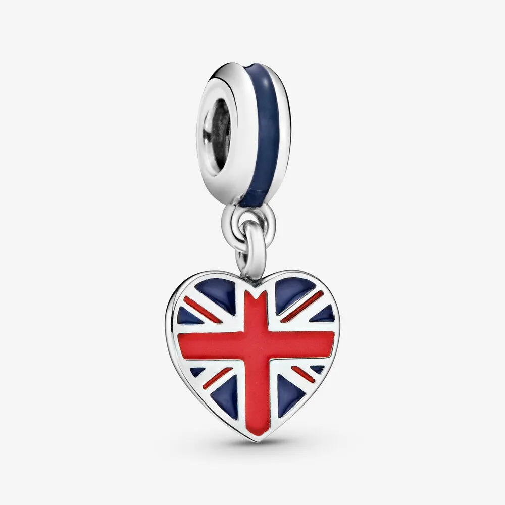 PANDORA Great Britain Union Jack Heart Dangle Charm - 791512ENMX