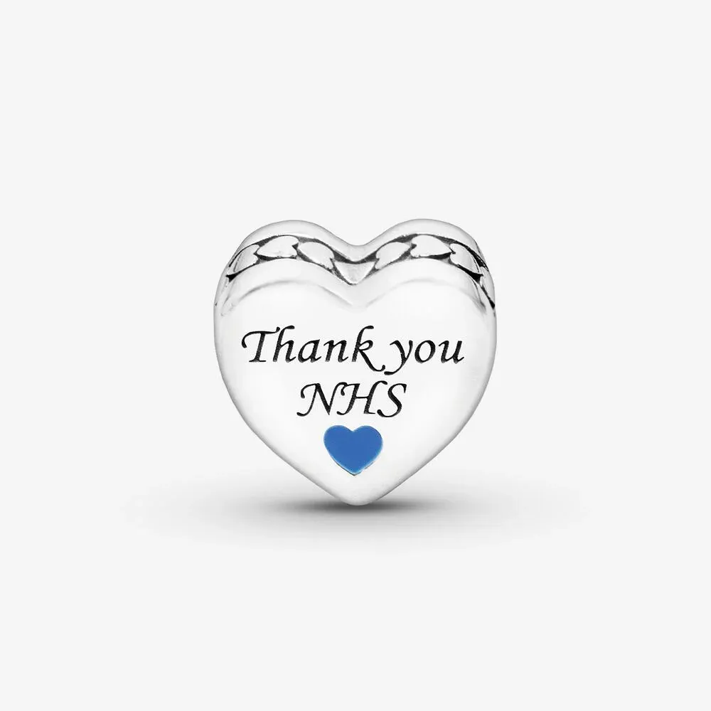 Pandora Thank you and NHS heart sterling silver charm with blue enamel - 792015C00_E047