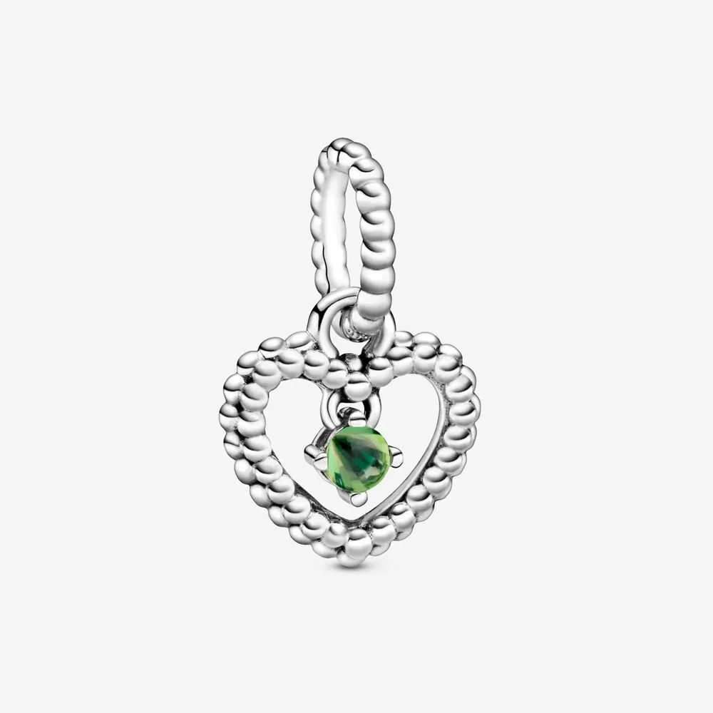 PANDORA Spring Green Beaded Heart Dangle Charm - 798854C10