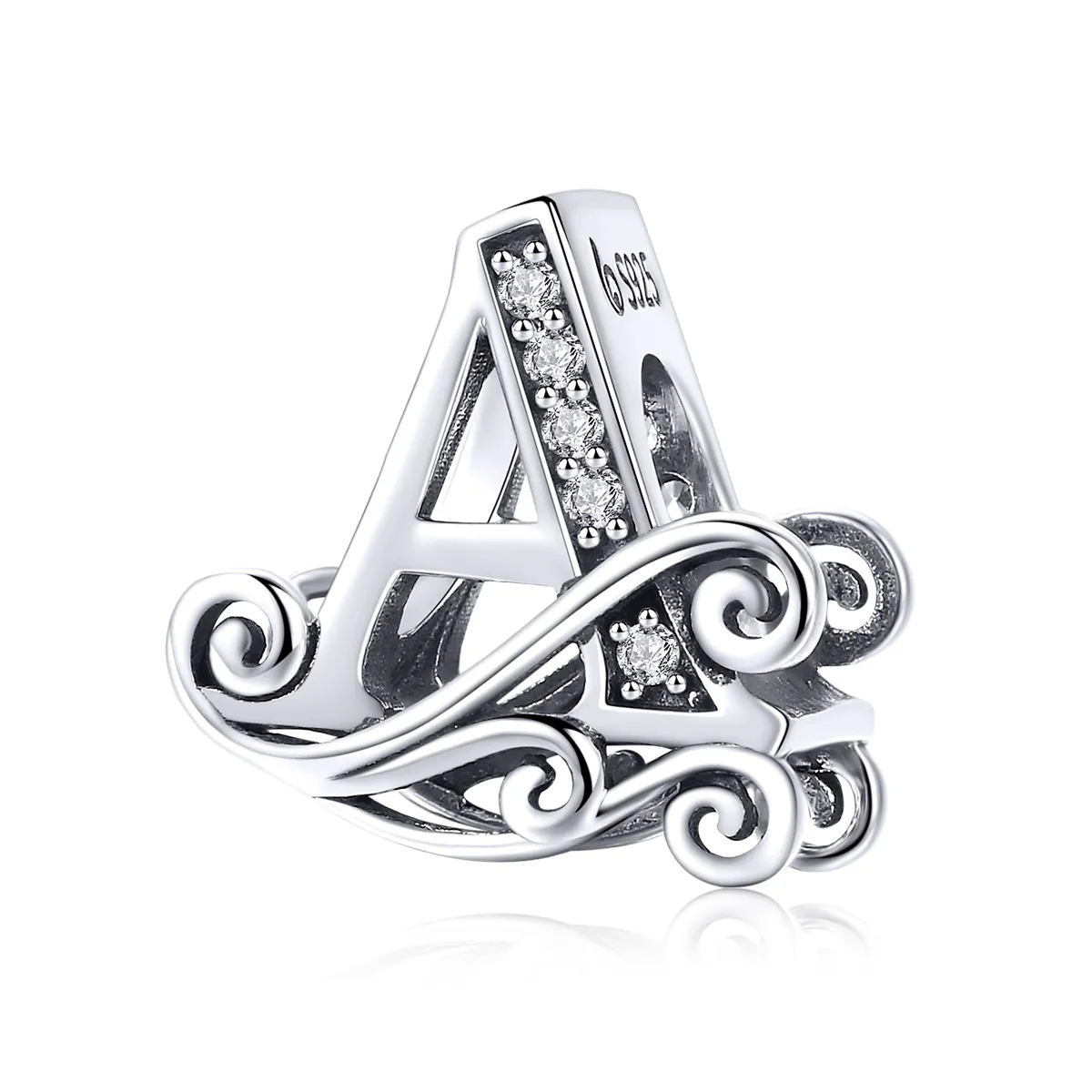 Pandora Style Glitrende Pavé Flower Letter A Charm - BSC030-A