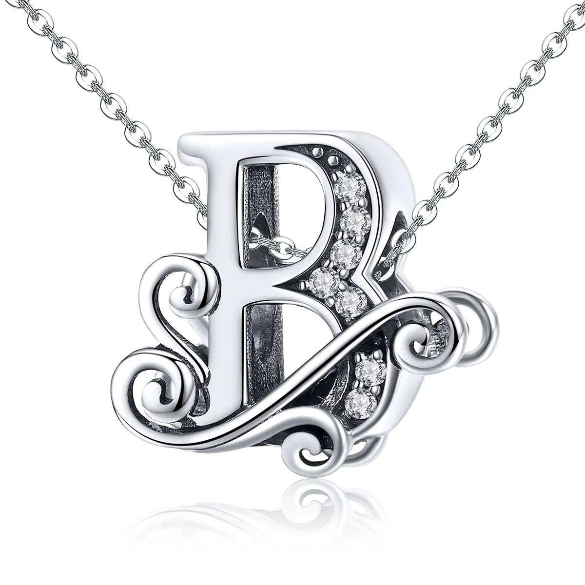 Pandora Style Glitrende Pavé Flower Letter B Charm - BSC030-B