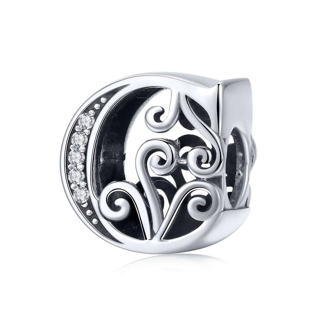 Pandora Style Glitrende Pavé Flower Letter C Charm - BSC030-C