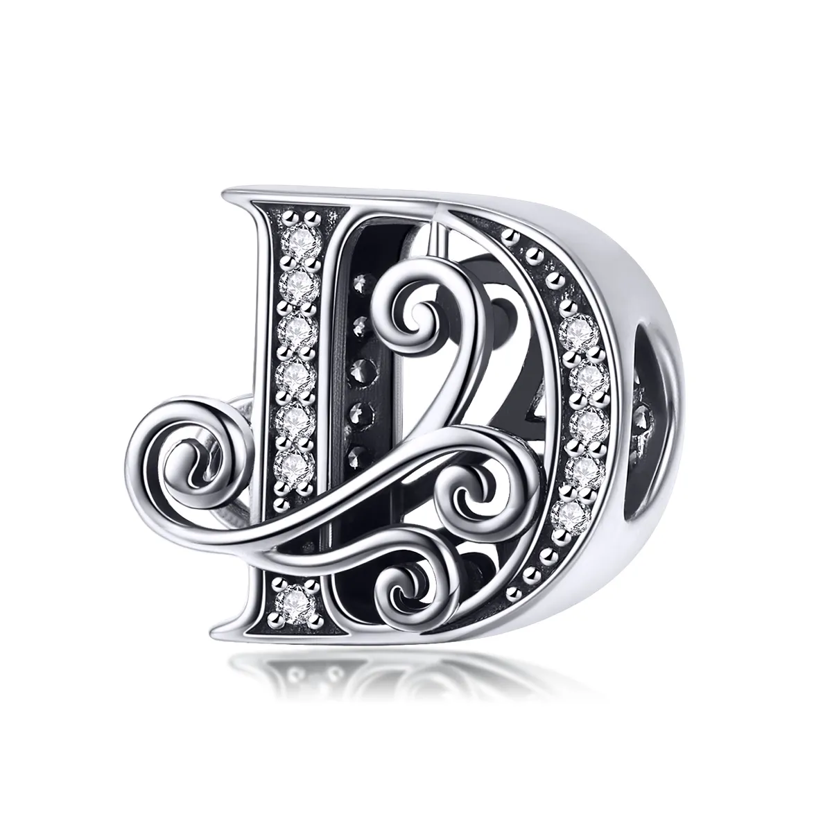 Pandora Style Glitrende Pavé Flower Letter D Charm - BSC030-D