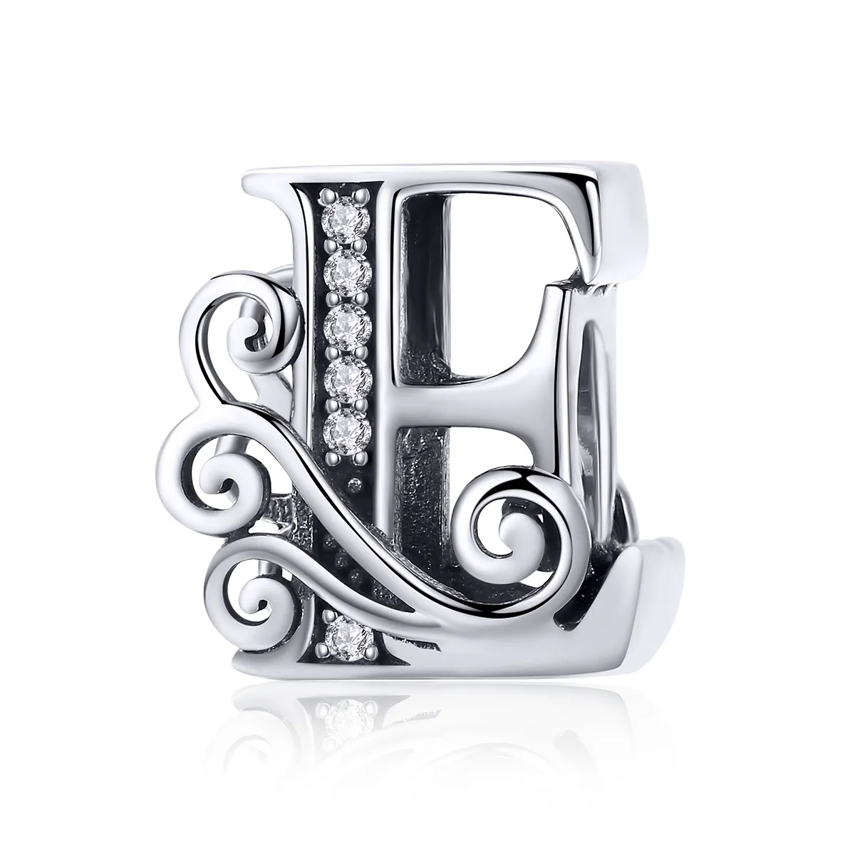 pandora style glitrende pavé flower letter e charm bsc030 e