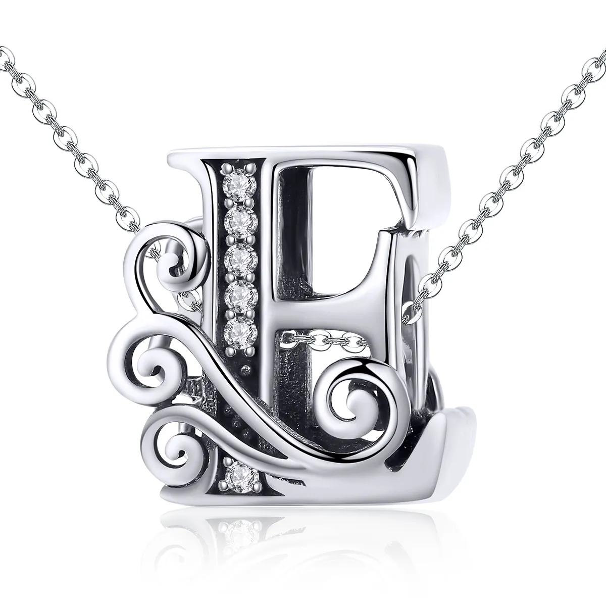 Pandora Style Glitrende Pavé Flower Letter E Charm - BSC030-E