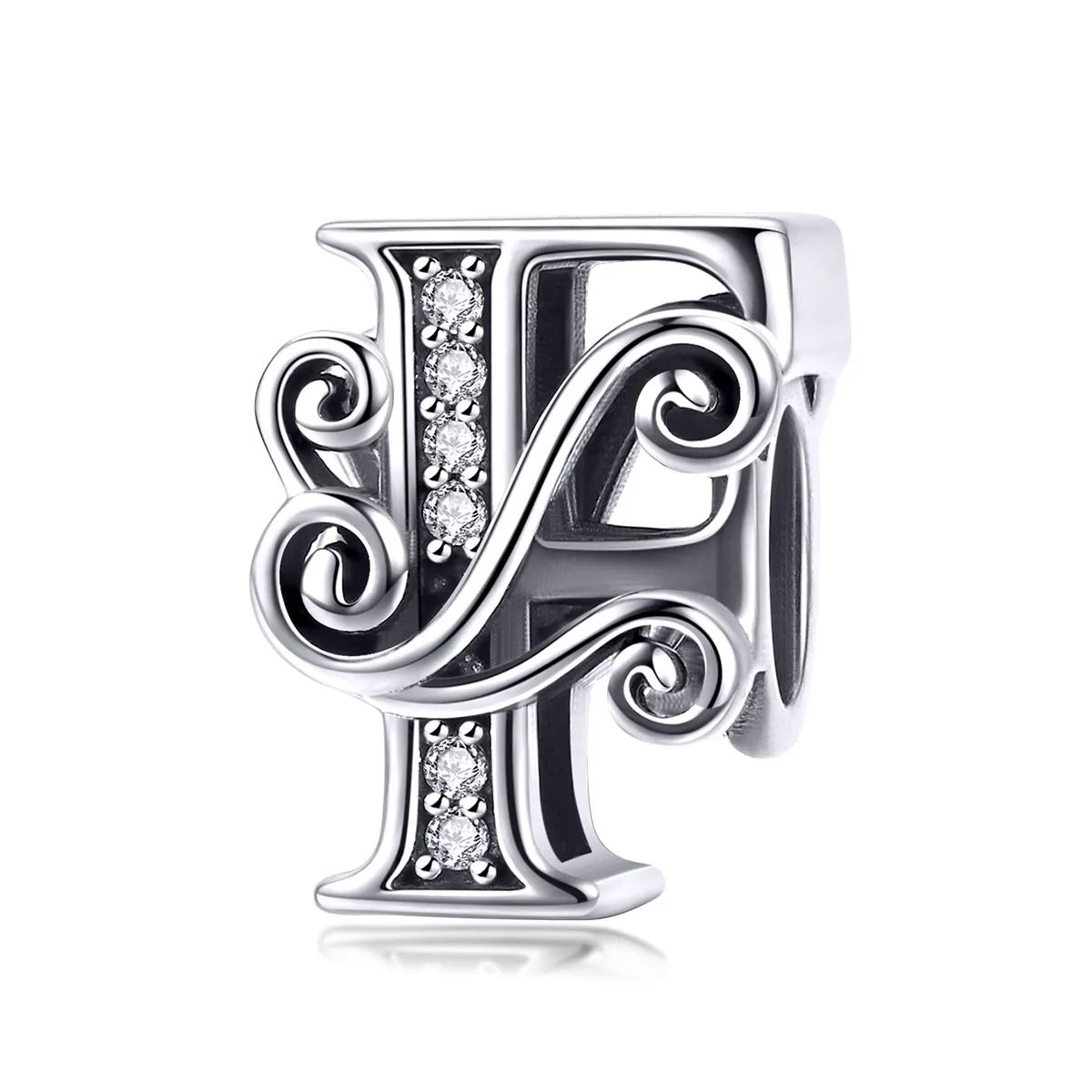 Pandora Style Glitrende Pavé Flower Letter F Charm - BSC030-F