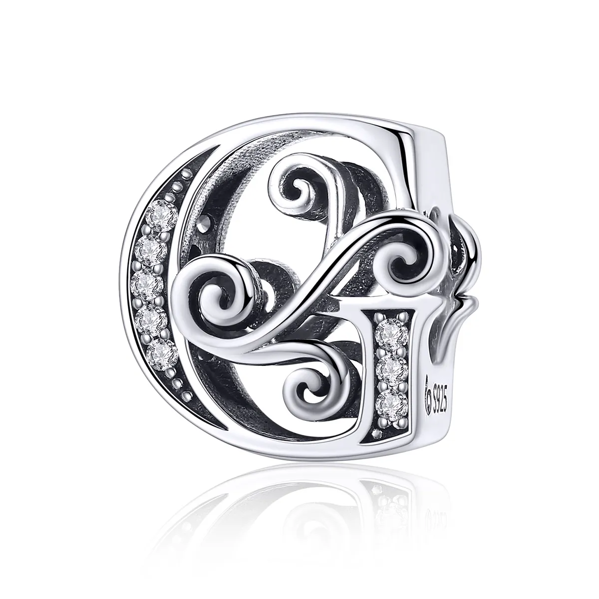 pandora style glitrende pavé flower letter g charm bsc030 g