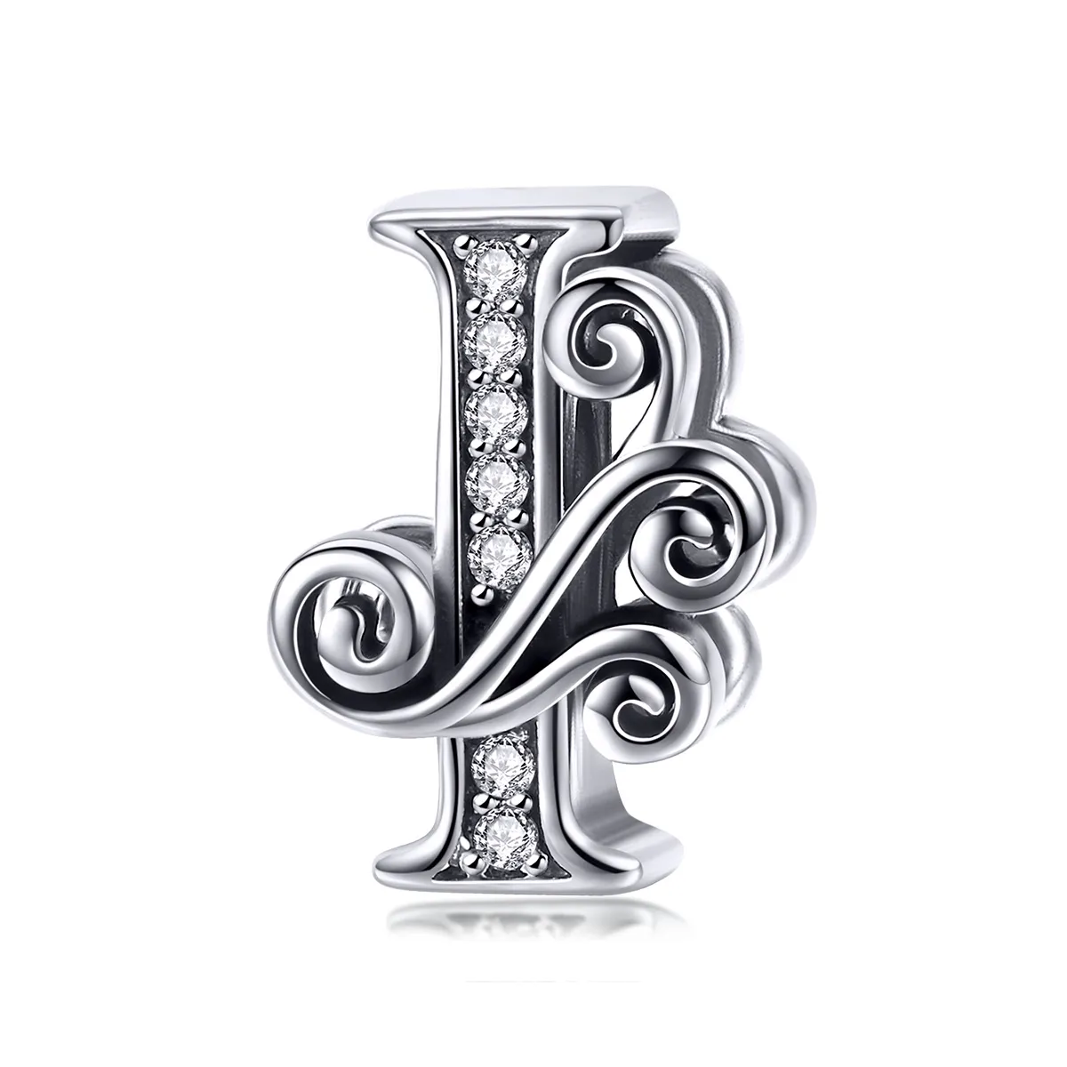 Pandora Style Glitrende Pavé Flower Letter I Charm - BSC030-I