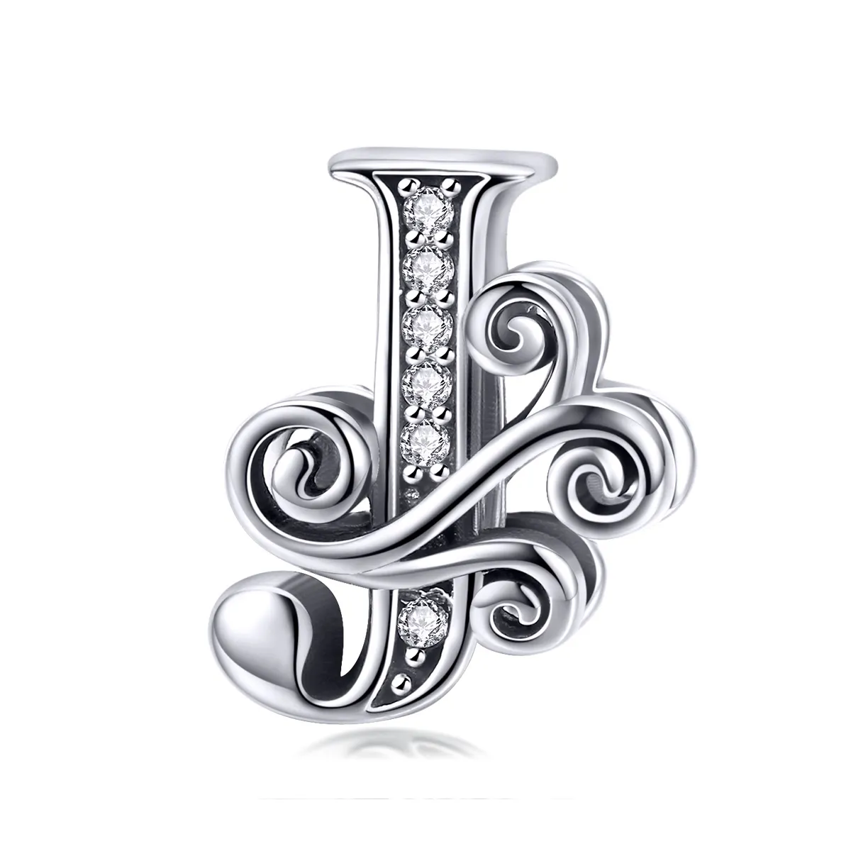 Pandora Style Glitrende Pavé Flower Letter J Charm - BSC030-J