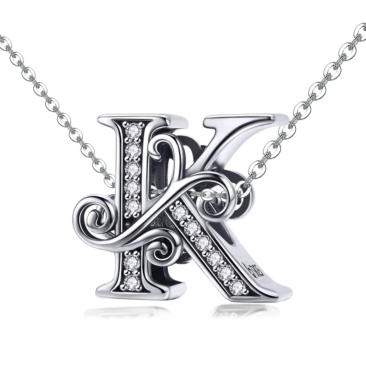 Pandora Style Glitrende Pavé Flower Letter K Charm - BSC030-K