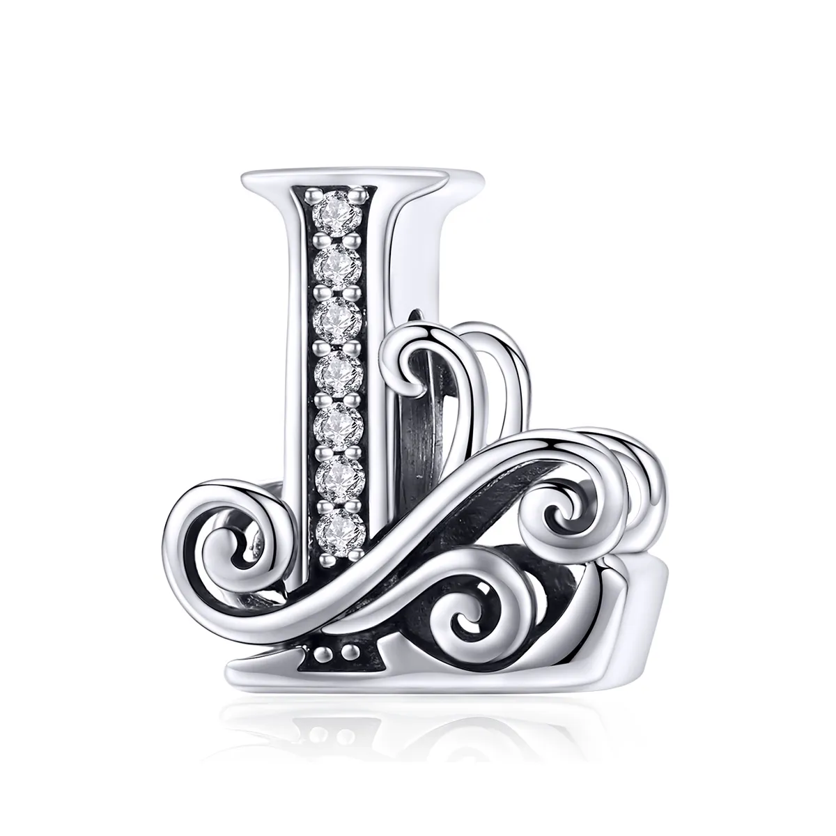 Pandora Style Glitrende Pavé Flower Letter L Charm - BSC030-L