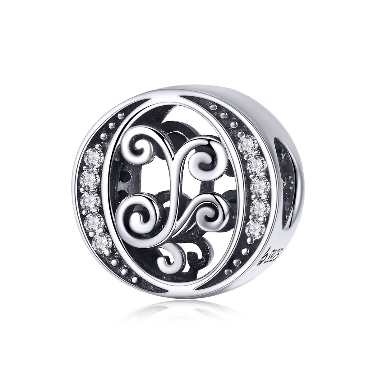 Pandora Style Glitrende Pavé Flower Letter O Charm - BSC030-O