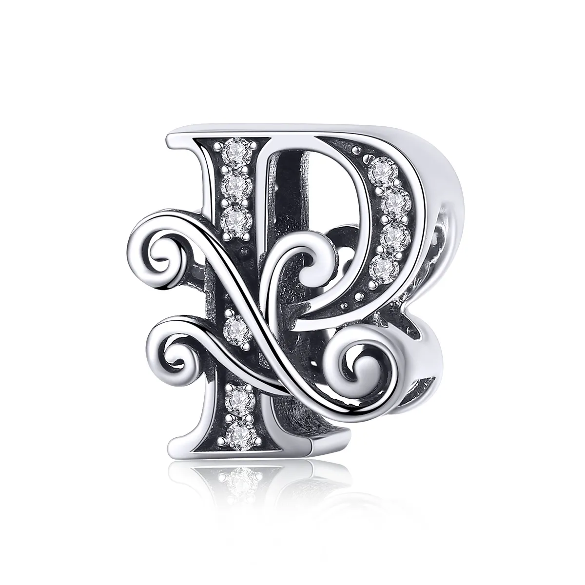 pandora style glitrende pavé flower letter p charm bsc030 p