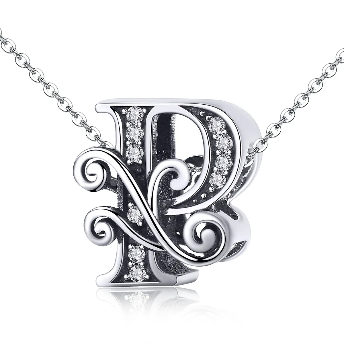 Pandora Style Glitrende Pavé Flower Letter P Charm - BSC030-P