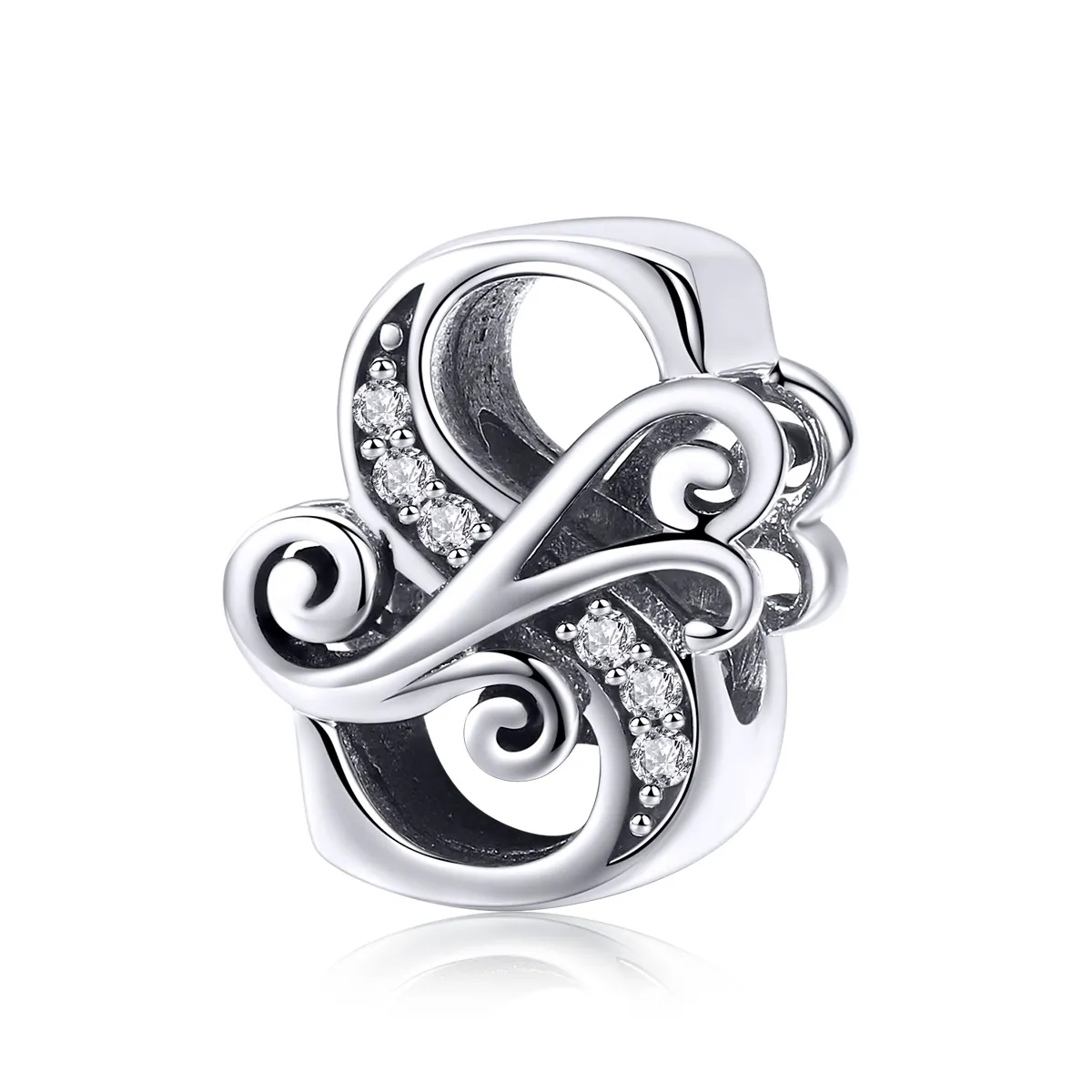 Pandora Style Glitrende Pavé Flower Letter S Charm - BSC030-S