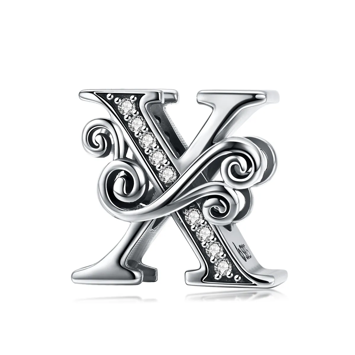 Pandora Style Glitrende Pavé Flower Letter X Charm - BSC030-X