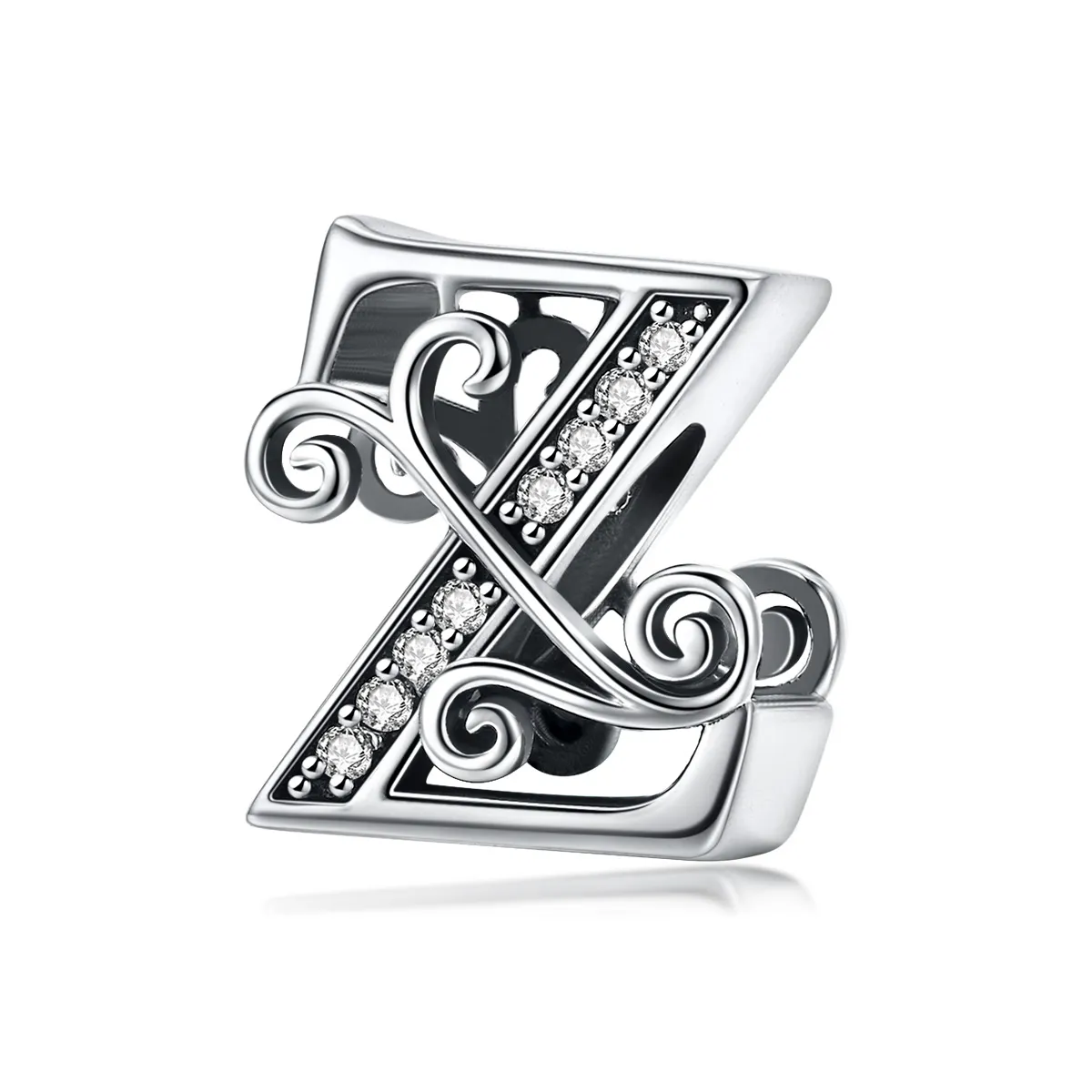 Pandora Style Sparkling Pavé Flower Letter Z Charm - BSC030-Z