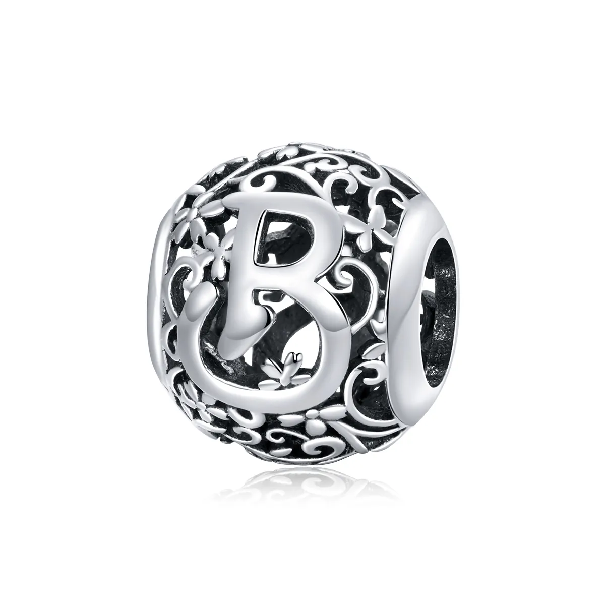 pandora style openwork flower letter b charm scc1444 b