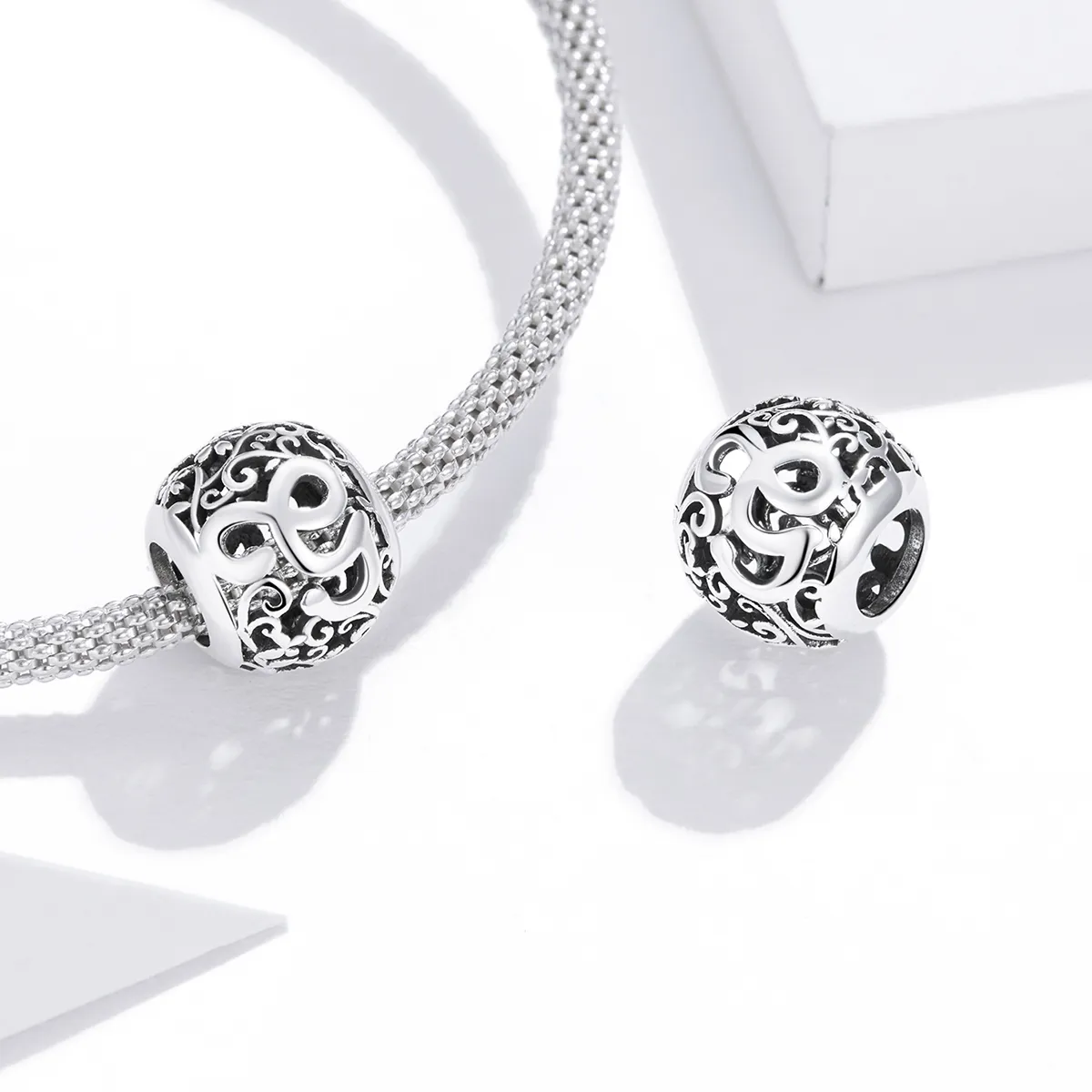 Pandora Style Openwork Flower Letter G Charm - SCC1444-G