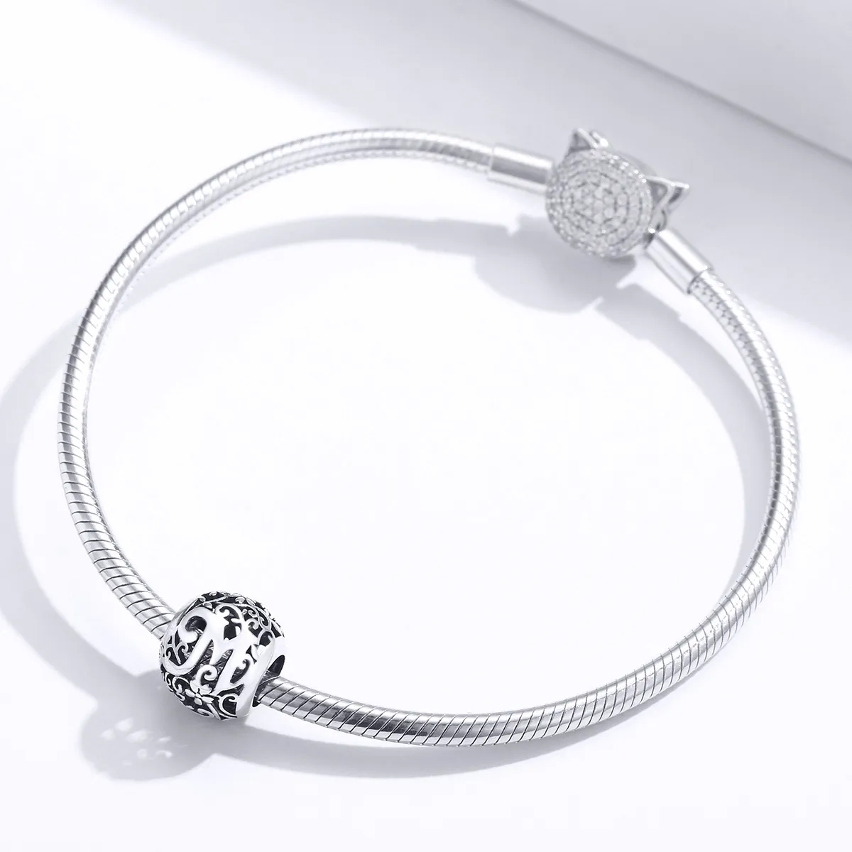 Pandora Style Openwork Flower Letter M Charm - SCC1444-M