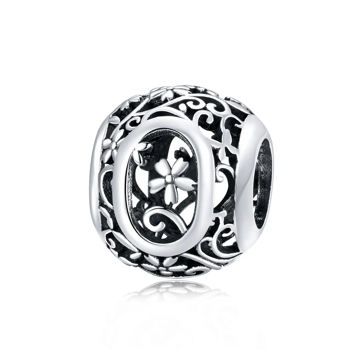 Pandora Style Openwork Flower Letter O Charm - SCC1444-O